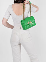 Leather Mini Love Bag Puff Maxi Quilt Pinko Green love bag puff 1P22JD-vue-porte