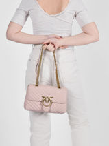 Leather Lady Love Bag Puff Quilt Crossbody Bag Pinko Pink love bag puff 1P22JR-vue-porte