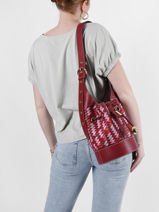 Leather Chéri X Jeanne Damas Bucket Bag Lancel Red cheri - 00A12067-vue-porte