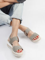 Leather low wedge sandals-GABOR-vue-porte