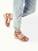 Raffia wedge sandals in leather-TOMMY HILFIGER-vue-porte