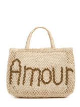Sac Cabas "amour" Format A4 Paille The jacksons Beige word bag AMOUR