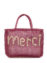 Sac Cabas "merci" Format A4 Paille The jacksons Violet word bag MERCI