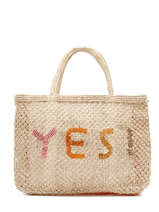 Sac Cabas "yes!" Format A4 Paille The jacksons Beige word bag YES