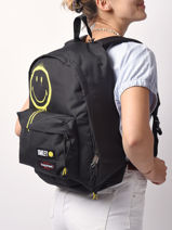 Out Of Office Smiley Backpack 1 Compartment Eastpak Black smiley K767SMI-vue-porte