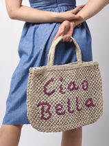 Sac Cabas "ciao Bella" Format A4 Paille The jacksons Beige word bag CIAOBE-vue-porte