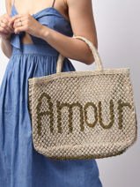 Jute Shopping Bag "amour" The jacksons Beige word bag AMOUR-vue-porte