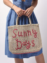 Sac Cabas "sunny Days" Format A4 Paille The jacksons Beige word bag SUNNYD-vue-porte