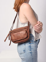 Crossbody Bag Cow Leather Basilic pepper Brown cow BCOW07-vue-porte