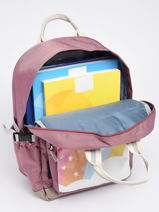 1 Compartment Backpack Caramel et cie Pink boheme FI-vue-porte