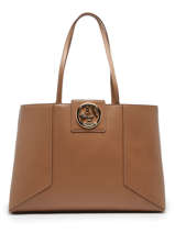 Leather Roxane Shoulder Bag Lancel Brown roxane A12071