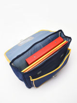 1 Compartment Satchel Caramel et cie Blue fier GA-vue-porte