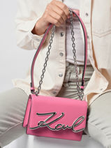 Leather K/signature Crossbody Bag Karl lagerfeld Pink k signature 225W3041-vue-porte