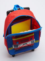 1 Compartment  Wheeled Schoolbag Sam le pompier Red hero 9448-vue-porte