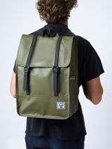 1 Compartment  Backpack Herschel Green weather resistant 10999-vue-porte