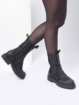 Boots In Leather Mjus Black women P82204-vue-porte