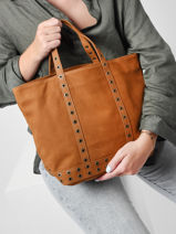 Sac Port� Main Cabas Cuir Cuir Vanessa bruno Marron cabas cuir 22V40413-vue-porte