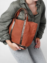 Medium Tote Bag Le Cabas Sequins Vanessa bruno Brown cabas 1V40413-vue-porte