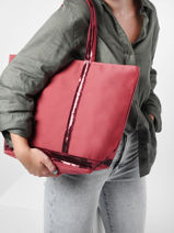 Zipped Shoulder Bag Le Cabas Sequins Vanessa bruno Pink cabas 1V40409-vue-porte