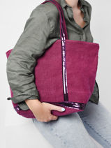 Medium ++ Cabas Tote Bag Linnen Sequins Vanessa bruno Violet cabas lin 31V40315-vue-porte