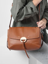 Smooth Leather Othilia Crossbody Bag Vanessa bruno Brown othilia 33V40813-vue-porte