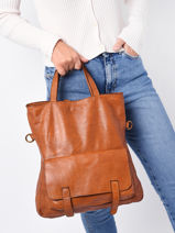 Leather Backpack/tote Dewashed Milano Brown dewashed DE22062-vue-porte