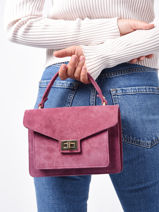 Leather Velvet Crossbody Bag Milano Pink velvet VE21061G-vue-porte