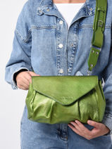 Small Leather Suzon Crossbody Bag Paul marius Green vintage M-vue-porte
