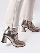 Heeled  Boots In Leather Semerdjian Gold women F808K4-vue-porte