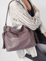 Shoulder Bag Tradition Leather Etrier Violet tradition EHER020L-vue-porte