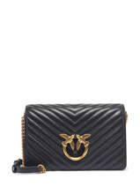 Leather Classic Love Click Chevron Crossbody Bag Pinko Black love bag quilt 1P22UQ