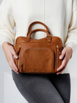 Sac Bandouli�re Baby Macy Cuir Nat et nin Marron vintage BABYMACY-vue-porte