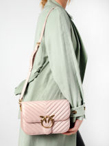 Leather Lady Love Chevron Crossbody Bag Pinko Pink love bag quilt 1P22UU-vue-porte