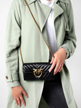 Leather Love Wallet Chevron Crossbody Bag Pinko Black love bag quilt 1P22UP-vue-porte