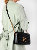 Leather Classic Love Click Chevron Crossbody Bag Pinko Black love bag quilt 1P22UQ-vue-porte
