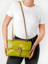 Leather Classic Love Bag Puff Shoulder Bag Pinko Green love bag puff 1P22U7-vue-porte