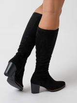 Thais Heeled Boots In Leather Dorking Black women D7890-vue-porte