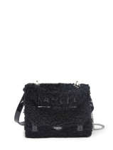Small Leather Ninon Shearling Crossbody Bag Lancel Black ninon A12234