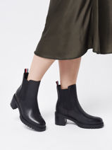 Heeled  Boots In Leather Tommy hilfiger Black women 6737BDS-vue-porte