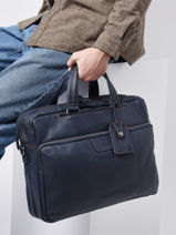 Leather Foulonn Business (back)pack Etrier Blue foulonne EFOU8122-vue-porte