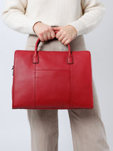 Leather Briefcase Confort Hexagona Red confort business 462698-vue-porte