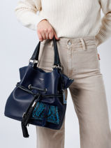 Medium Leather Premier Flirt Python Bucket Bag Lancel Blue premier flirt A11757-vue-porte