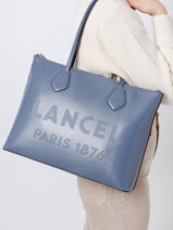 Leather Essential Tote Bag Lancel Blue essential tote A12135-vue-porte