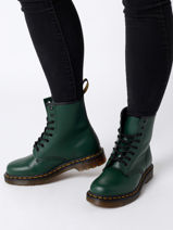 Boots 1460 Green Smooth In Leather Dr martens Green unisex 11822207-vue-porte