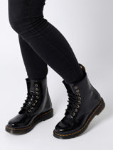 Boots 1460 Black Distressed Patent In Leather Dr martens Black women 27774001-vue-porte