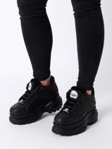 Sneakers Calf In Leather Buffalo Black women 1533229-vue-porte