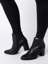 Heeled  Boots In Leather Gabor Black women 57-vue-porte