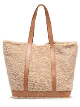 Shearling Tote Bag With Leather Vanessa bruno Beige cabas shearling 22V40315