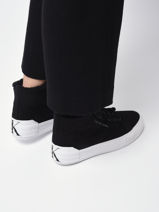 Sneakers In Leather Calvin klein jeans Black women 761BDS-vue-porte