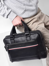 A4 Size  Business Bag  With 15" Laptop Sleeve Tommy hilfiger Black 1985 AM09256-vue-porte